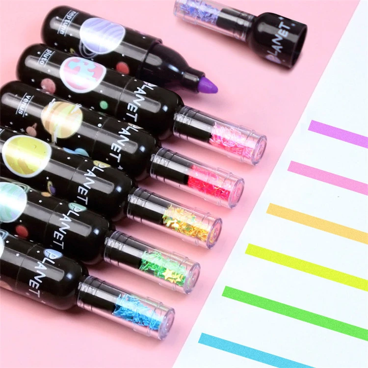 6 kpl Cute Planet Wine Bottle Mini Highlighter